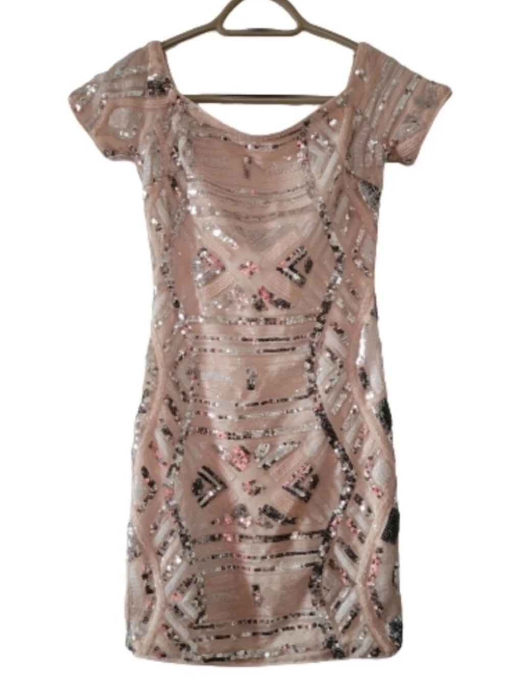 Forever 21 Blush Sequin Geometric Bodycon Mini Dress